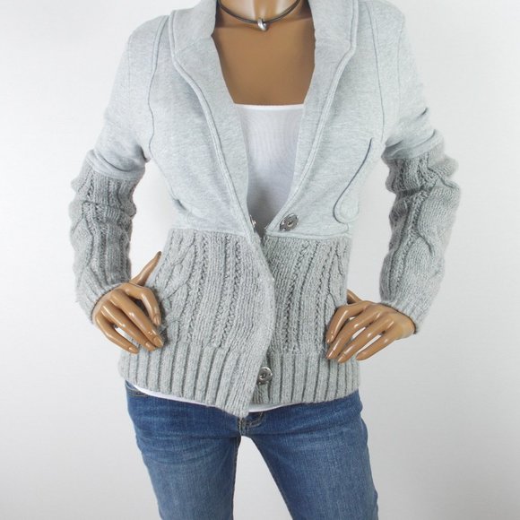 FREE PEOPLE Womens Top L Gray Cardigan Sweater - Picture 2 of 10